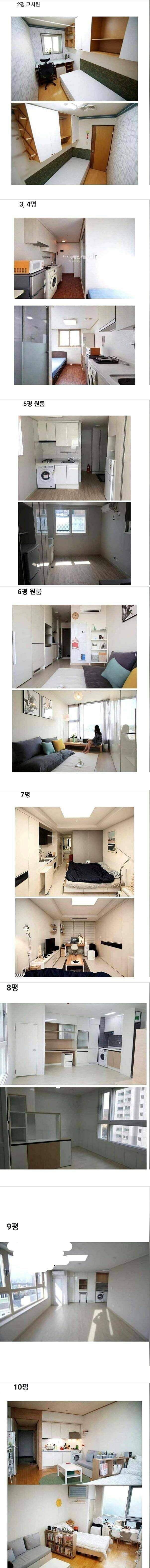 '원룸' 평수별 크기 체감