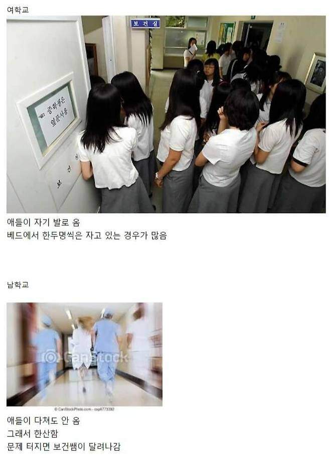 여학교 남학교 보건쌤 차이