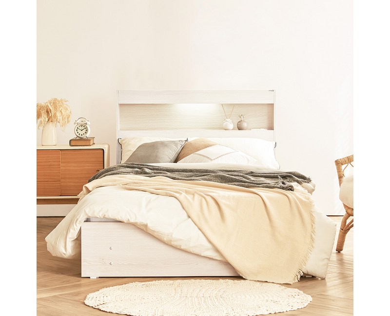 동서가구 이즈 카이 LED 1단 3서랍 수납침대 프레임 + 본넬양면 매트리스 세트 방문설치