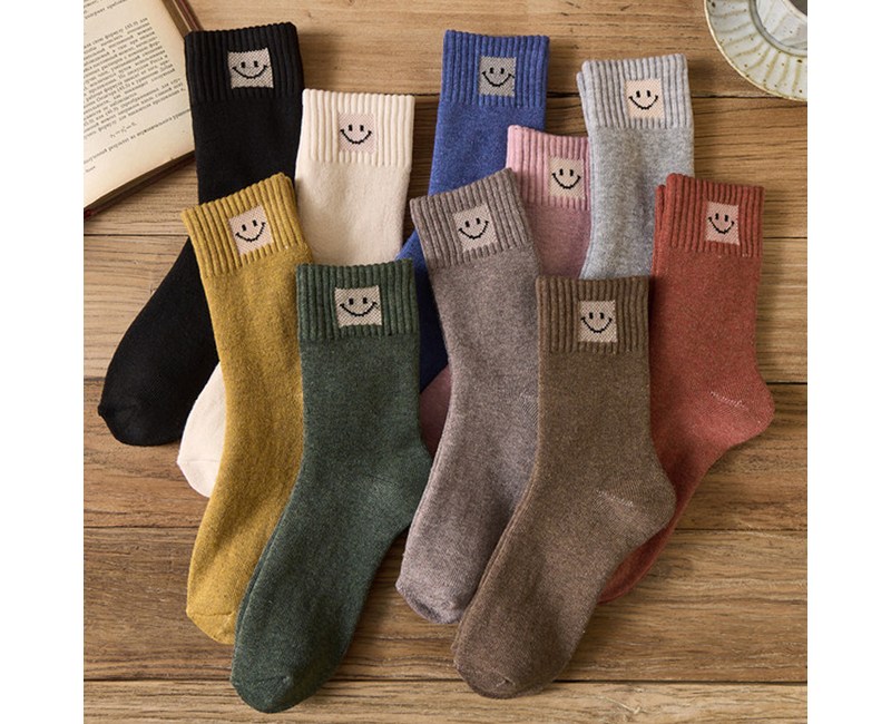 두발로 여성용 스마일 컬러 니트 양말 10켤레 세트