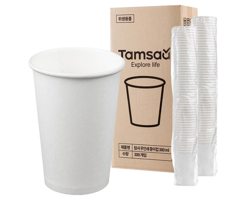 탐사 고평량 종이컵 무인쇄 380ml