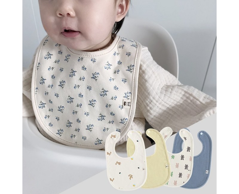 바니블라썸 미세불량 라운드 순면 아기 턱받이 5장 침받이