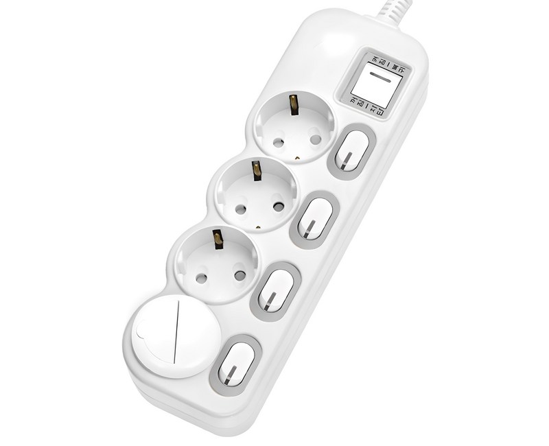 에코파워탭 LED 개별 과부하차단 멀티탭 전선형 4구 EPM-L304SS + 안전커버