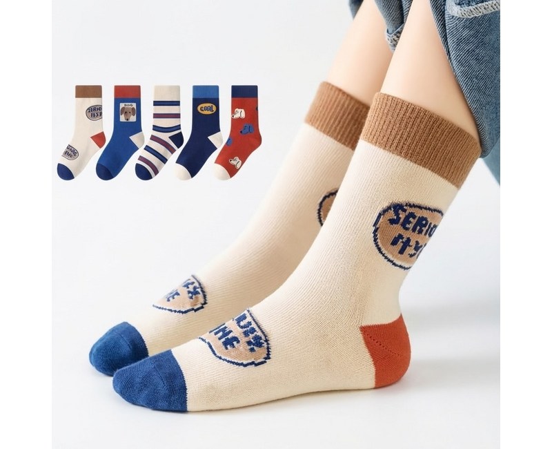 -어반바스켓-아동용 어린이 쿨독 중목 양말 5켤레 세트