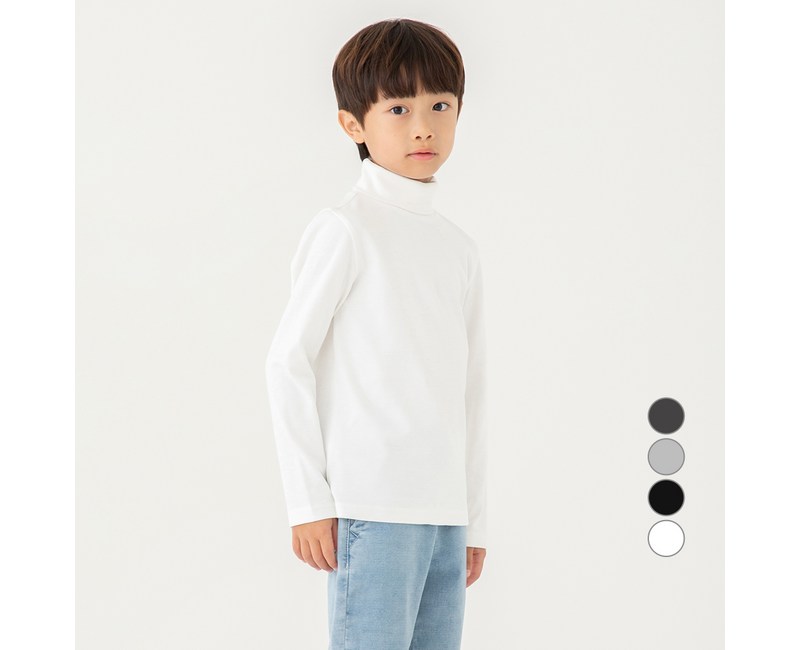 롤리트리 아동용 기본 목폴라 티셔츠