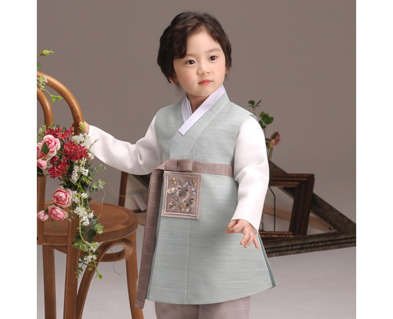 더예한복 남아용 231 그린별하 한복세트