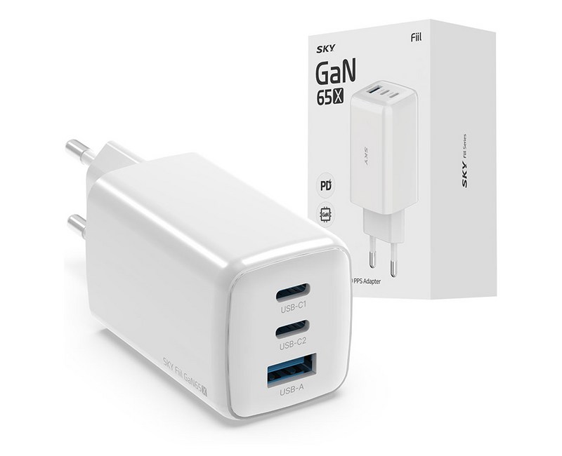 SKY 필 GaN 65X 65W 4세대 초미니 3포트 충전기