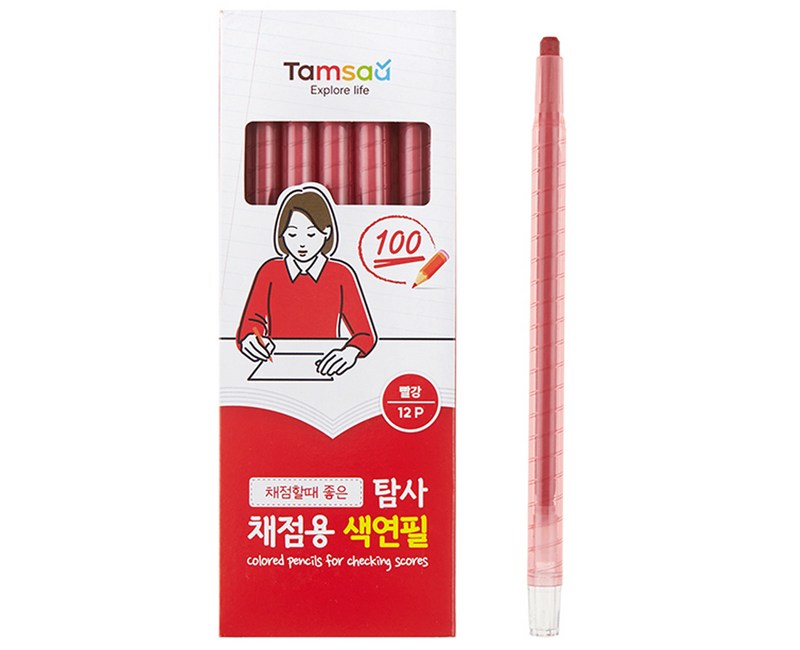탐사 채점용 색연필 빨강 12p