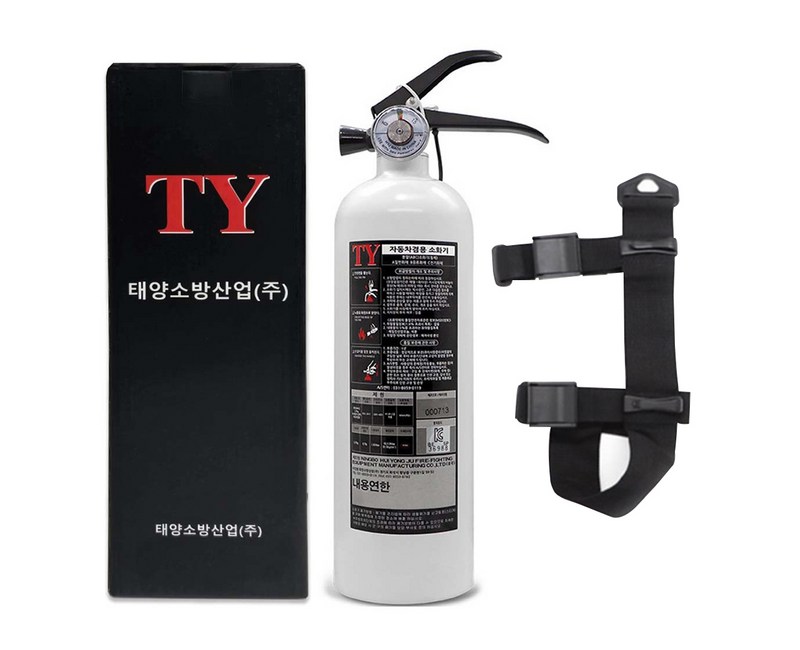 케이파이어 한국소방 차량용 ABC 분말 소화기 화이트 + 스트랩 세트