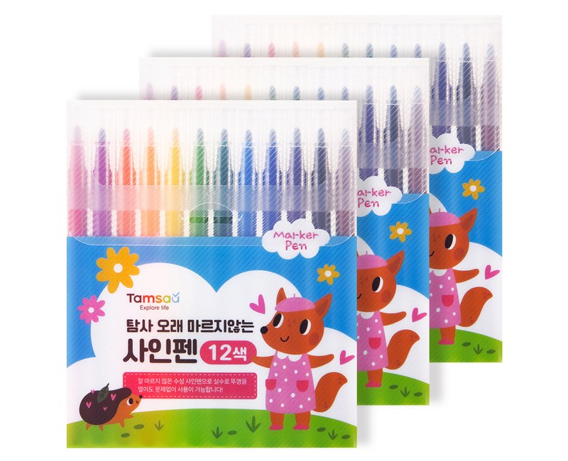 탐사 아동용 오래 마르지 않는 12색 사인펜