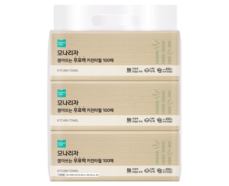 모나리자 뽑아쓰는 무표백 천연펄프 키친타올