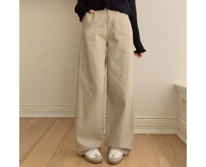 플랜데이 여성용 숏/미디움/롱 기장 테링 세미와이드 탄탄 코튼 팬츠